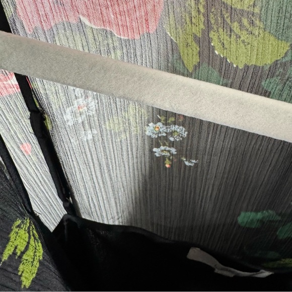 LOFT black Floral Long Sleeve Tie Waist Dress Sz L - Picture 11 of 14